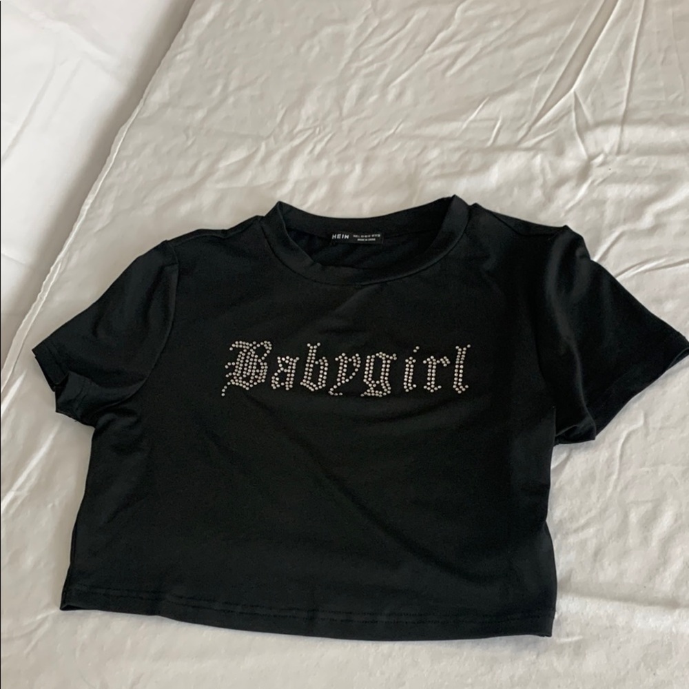 SHEIN Black Short Sleeve Tee with Gothic Print